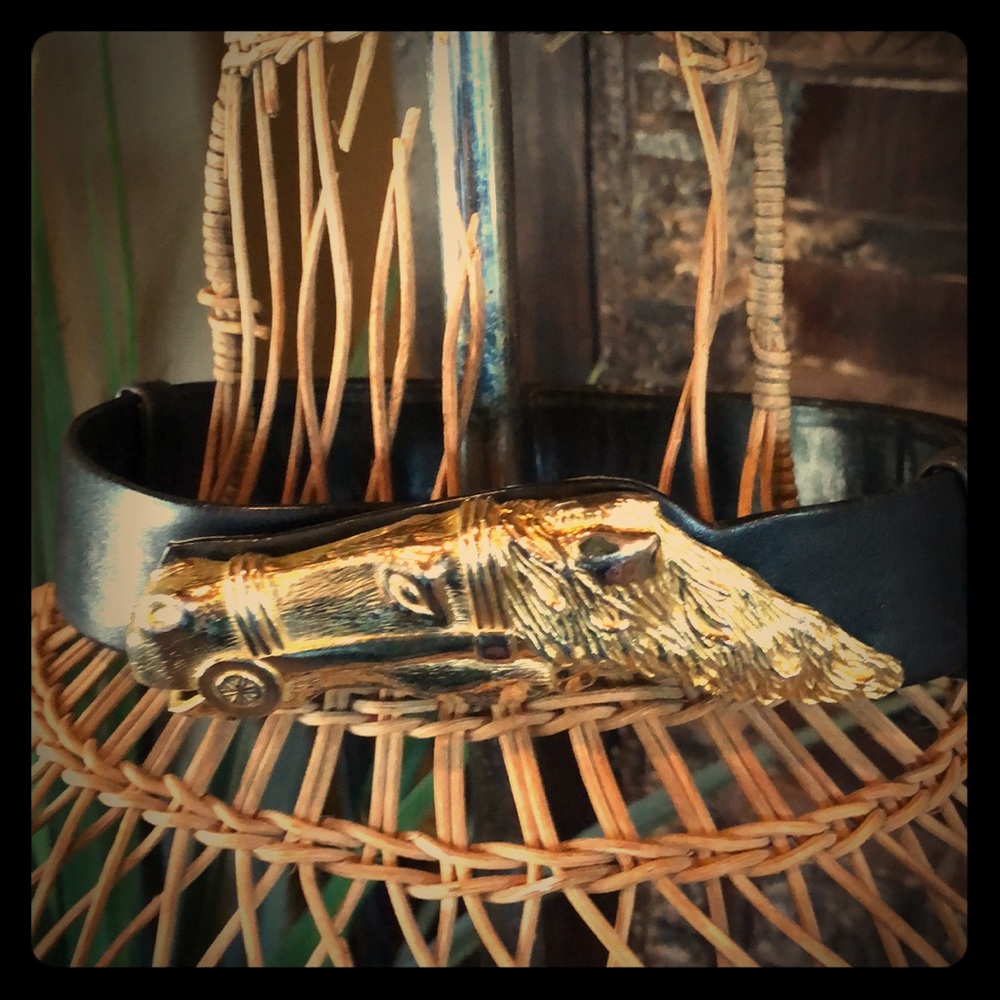 Vintage Judith Leiber Leather Horse Belt